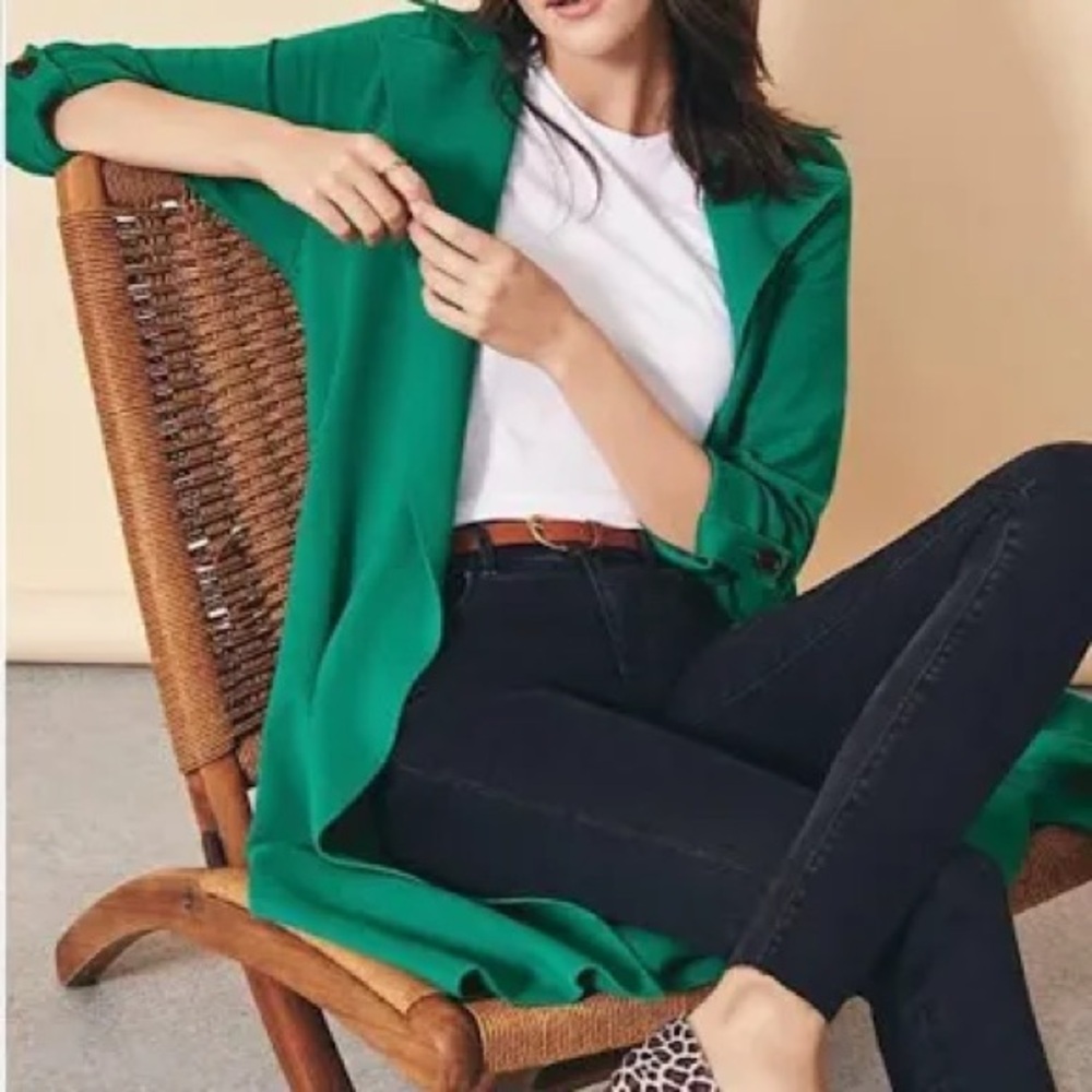 Ann Taylor Chic Green Sweater Duster / Open Sweater Trench